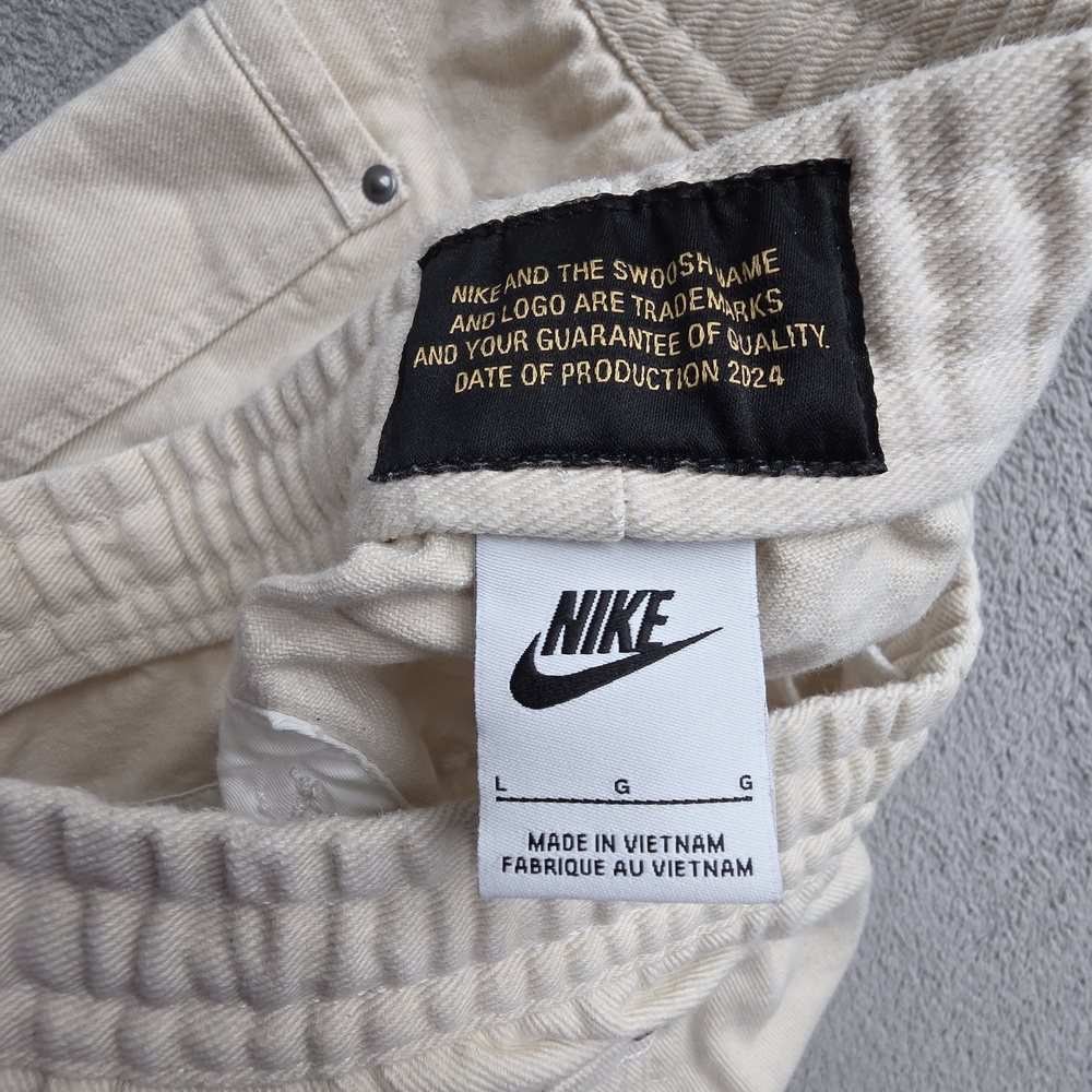 Nike Life Men's Utility Pants L Measured 34x26 Beige White Cargo Cotton - Picture 12 of 14